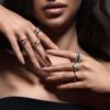 925 Sterling Silver Interlocking Stacked Diamond Ring - Image 2