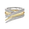 925 Sterling Silver interlocking stacked diamond ring with layered design