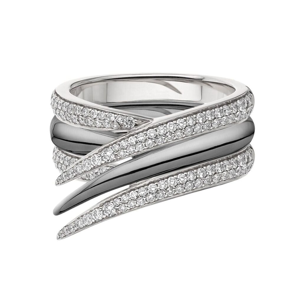 925 Sterling Silver Interlocking Stacked Diamond Ring