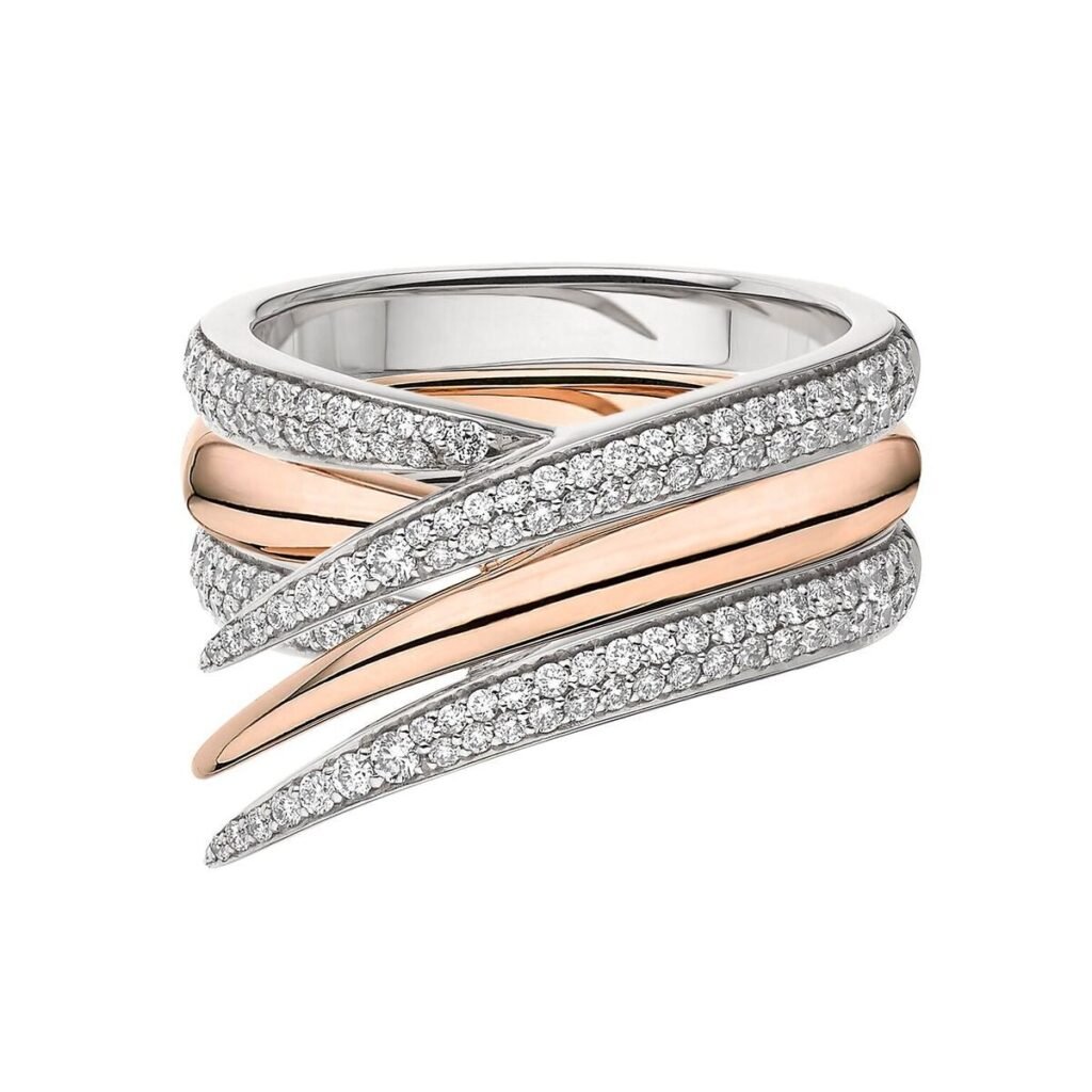 925 Sterling Silver Interlocking Stacked Diamond Ring