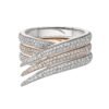Interlocking sterling silver ring with stacked diamond design