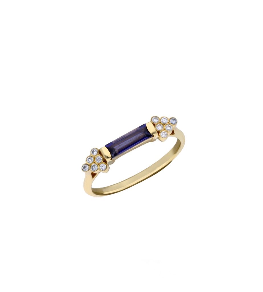 925 Sterling Silver Iolites Semi Love Diamond Ring
