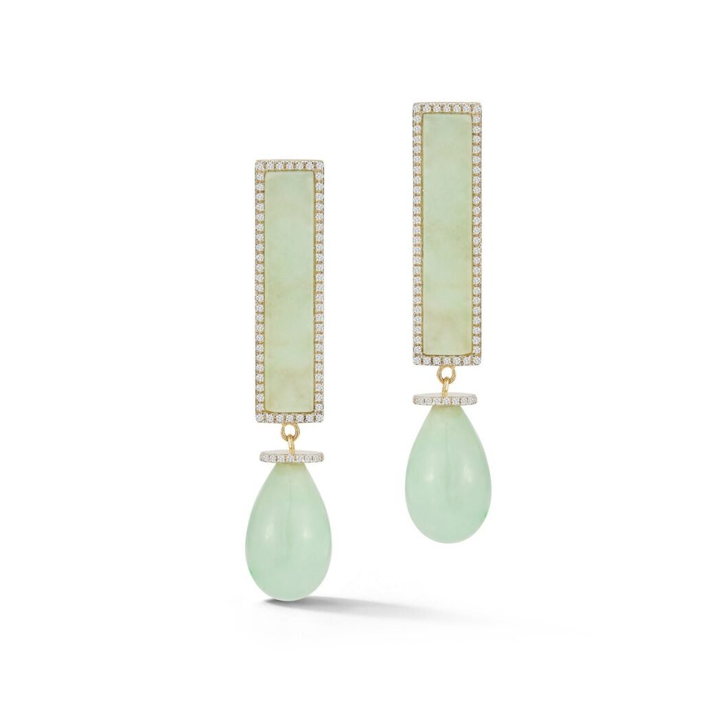 925 Sterling Silver Jade Exclamation Diamond Earrings