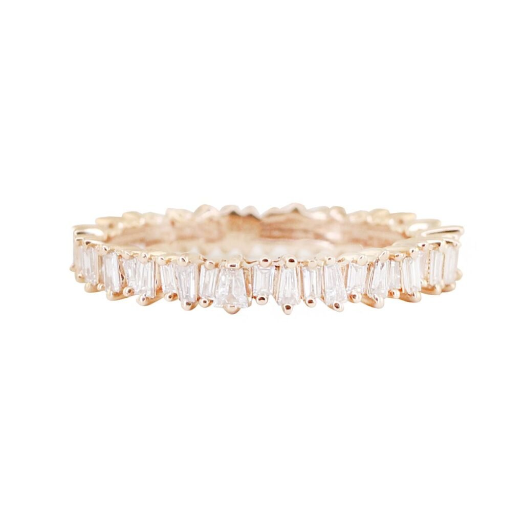 925 Sterling Silver Jagged Baguette Diamond Ring