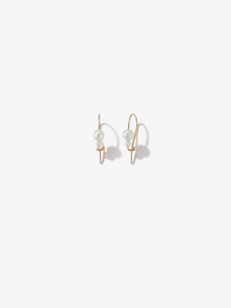 925 Sterling Silver Kissing Pearl Safety Pin Earrings