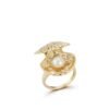 Sterling silver ring featuring a graceful pearl and sparkling CZ stones