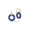 Sterling silver hoop earrings with lapis donut detail