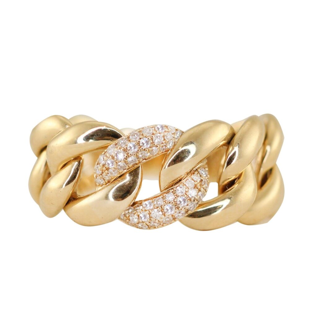 925 Sterling Silver Large Cuban Diamond Link Ring
