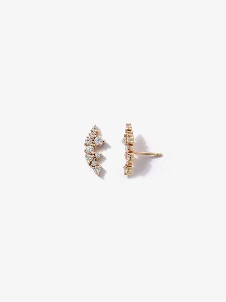 925 Sterling Silver Large Diamond Cluster Stud Earrings