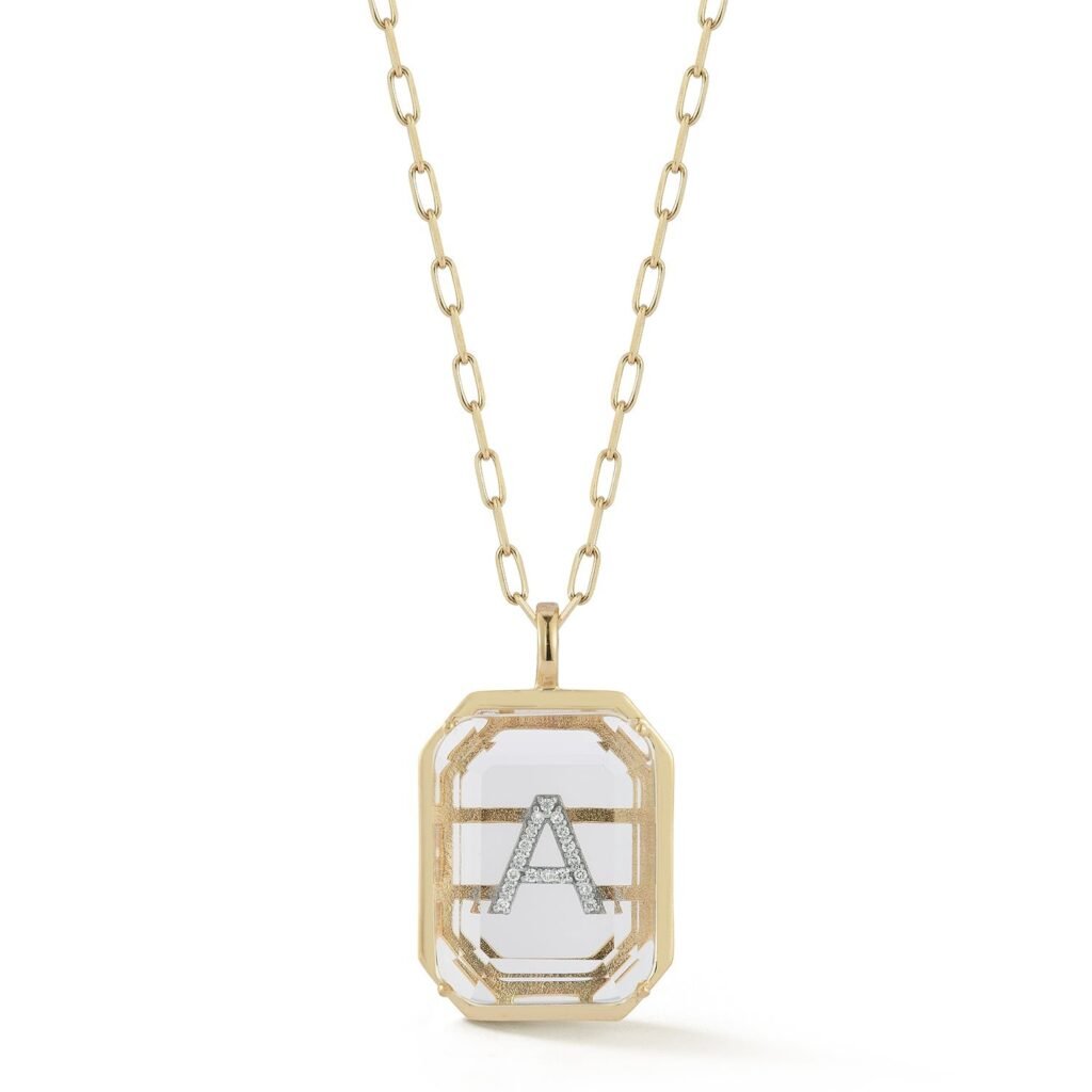 925 Sterling Silver Large Frame Secret Initial Diamond Necklace
