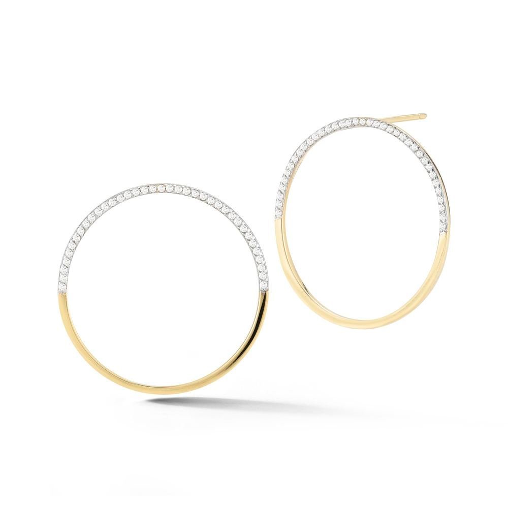 925 Sterling Silver Large Halfmoon Diamond Earrings