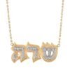 925 sterling silver nameplate necklace with layered diamond detailing