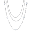 925 Sterling Silver Layered Multi Strand Moonstone Necklaces White Sapphire