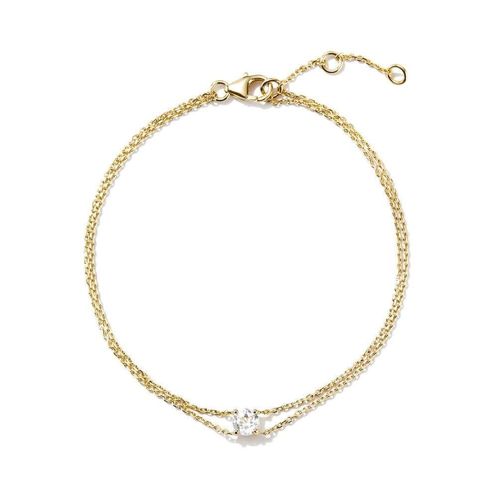 925 Sterling Silver Layered Round White Sapphire Bracelet