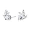 925 Sterling Silver "leafy Luster Green Protector" Diamond Stud Earrings - Image 3
