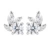 925 Sterling Silver "leafy Luster Green Protector" Diamond Stud Earrings - Image 4