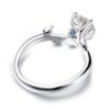 925 Sterling Silver "leafy Promise Green Protector" Diamond Engagement Ring - Image 3