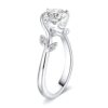 925 Sterling Silver "leafy Promise Green Protector" Diamond Engagement Ring - Image 4