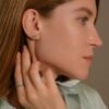 925 Sterling Silver Left Pear Climbers Diamond Earrings - Image 2