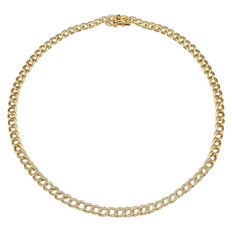 925 Sterling Silver Link Diamond Necklace