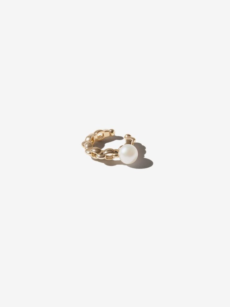 925 Sterling Silver Link Pearl Ear Cuff