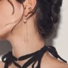 Pearl ear cuff with a clean link design in sterling silver