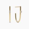 925 Sterling Silver Long Hoop Diamond Earrings