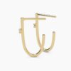 925 Sterling Silver Long Hoop Diamond Earrings - Image 6