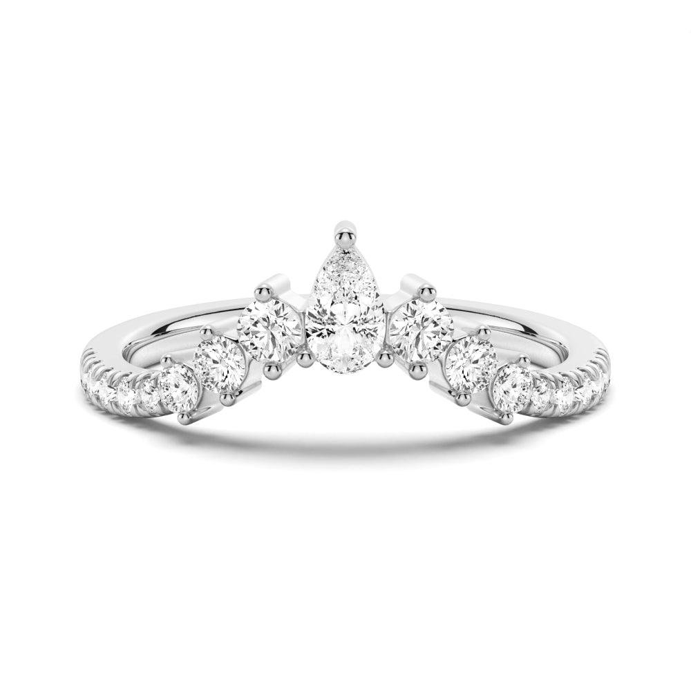 925 Sterling Silver Luxe Lunette Graduated Diamond Anniversary Wedding Band