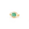 925 Sterling Silver Magnificent Emerald and Diamond Bypass Ring