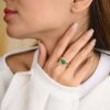 925 Sterling Silver Magnificent Emerald and Diamond Bypass Ring - Image 4