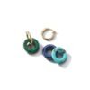 Gold-plated sterling silver hoop earrings with malachite-inspired donut detail