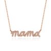 925 Sterling Silver "mama" Diamond Pave Necklace Pendant