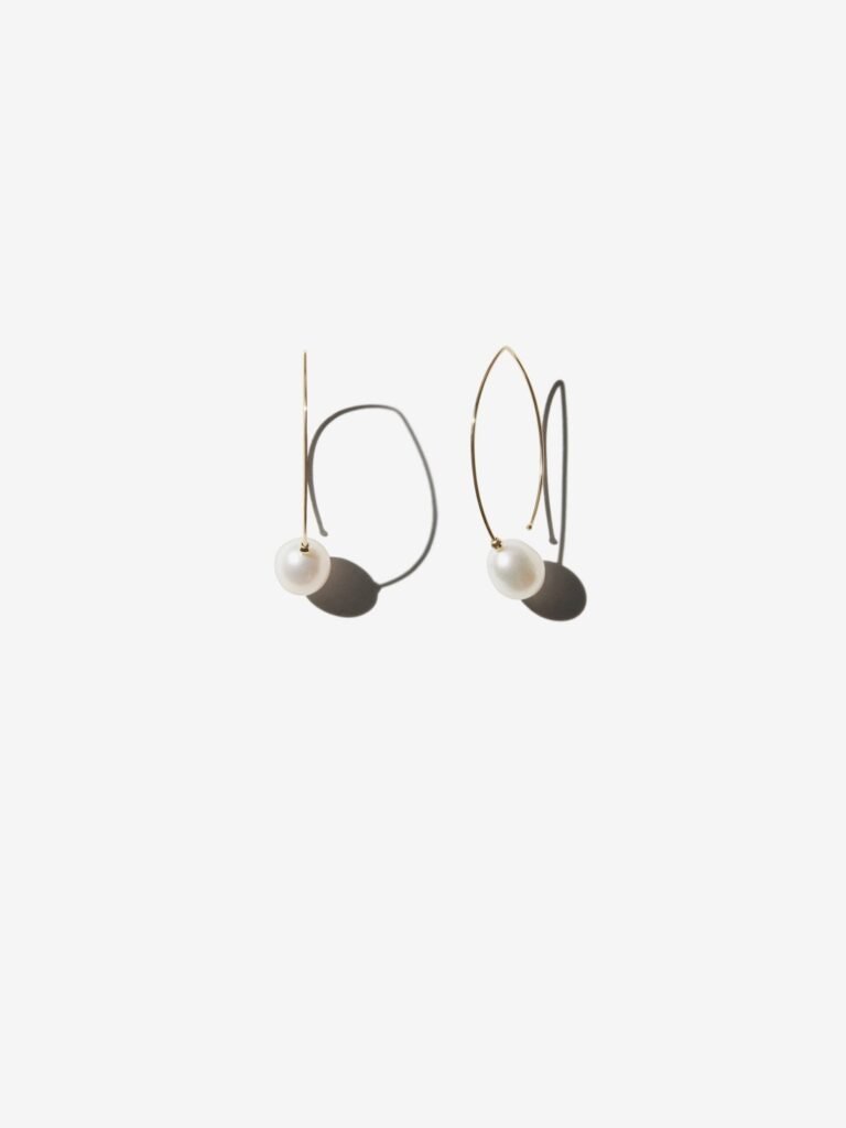 925 Sterling Silver Marquis Pearl Hoop Earrings