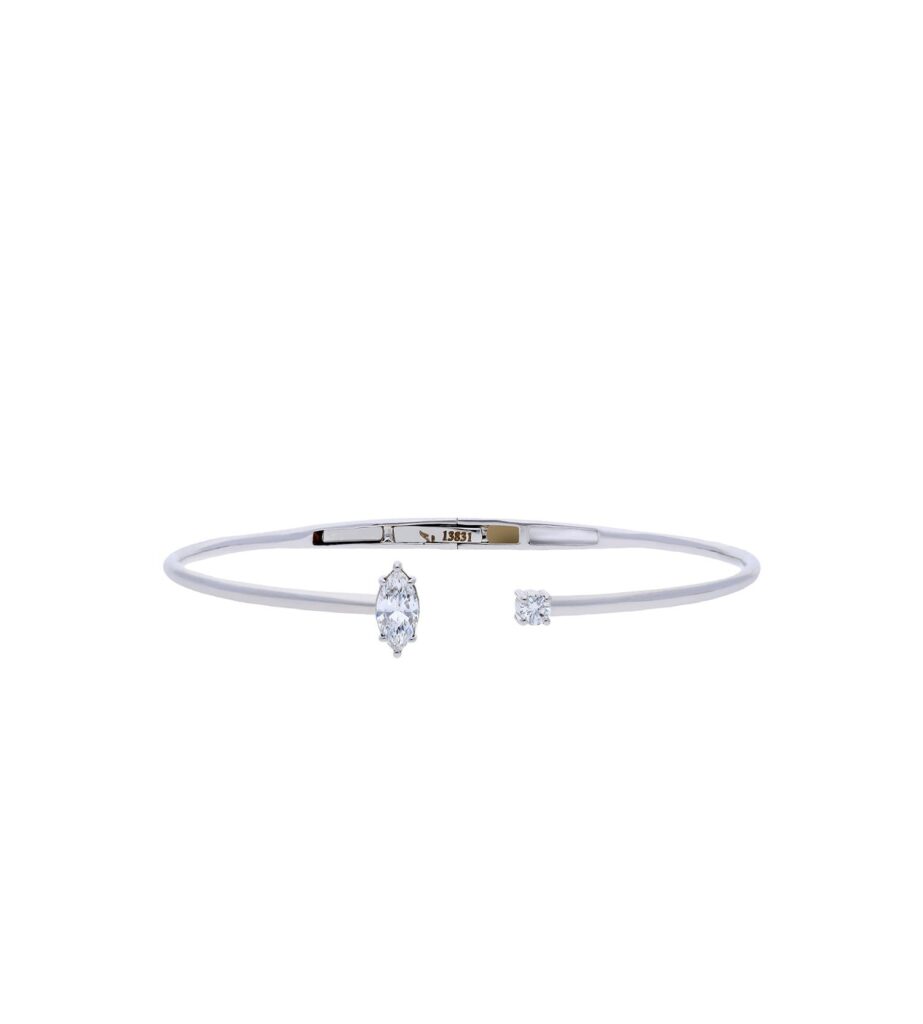 925 Sterling Silver Marquise Diamond Bangle