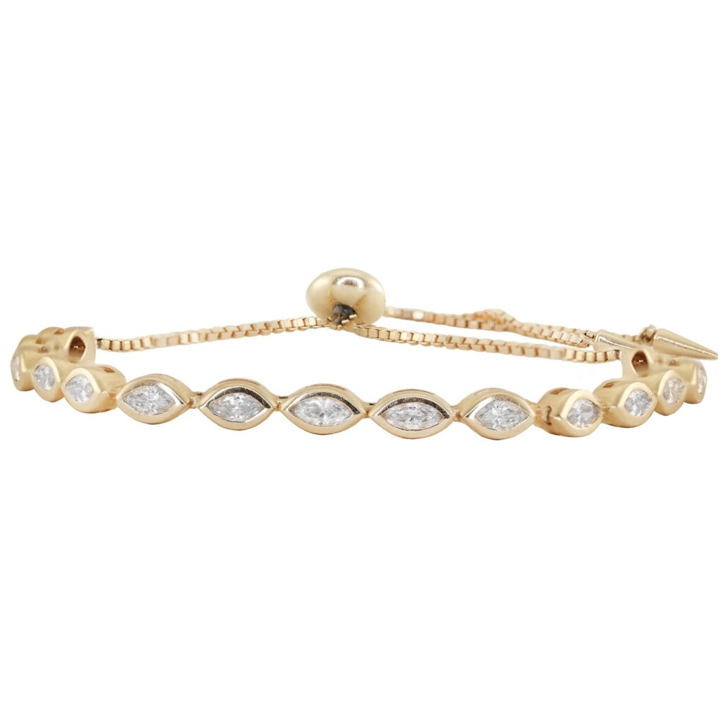 925 Sterling Silver Marquise Diamond Row Bracelet