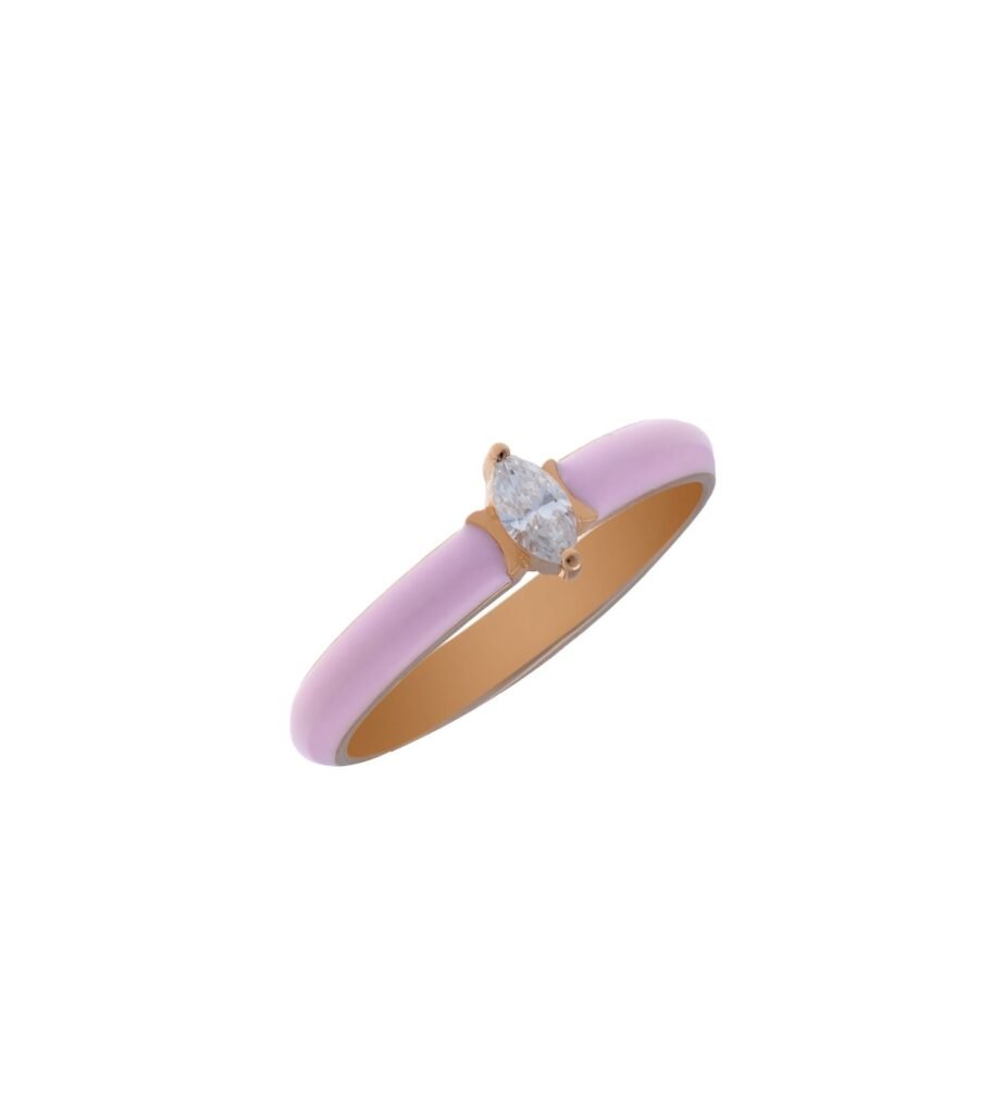 925 Sterling Silver Marquise Pink Diamond Ring