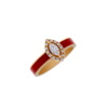 925 Sterling Silver Marquise Red Diamond Ring