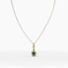 Sterling silver emerald necklace with a round green stone