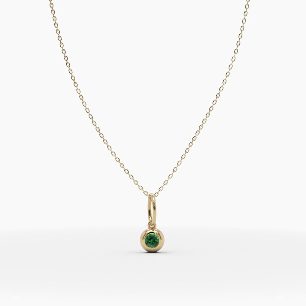 925 Sterling Silver May Birthstone Emerald Necklace