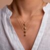 Bezel-set emerald necklace in 925 sterling silver