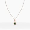 Small 6.50mm sterling silver emerald pendant necklace