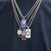 Mens dog tag necklace in 925 sterling silver with thick gold plating