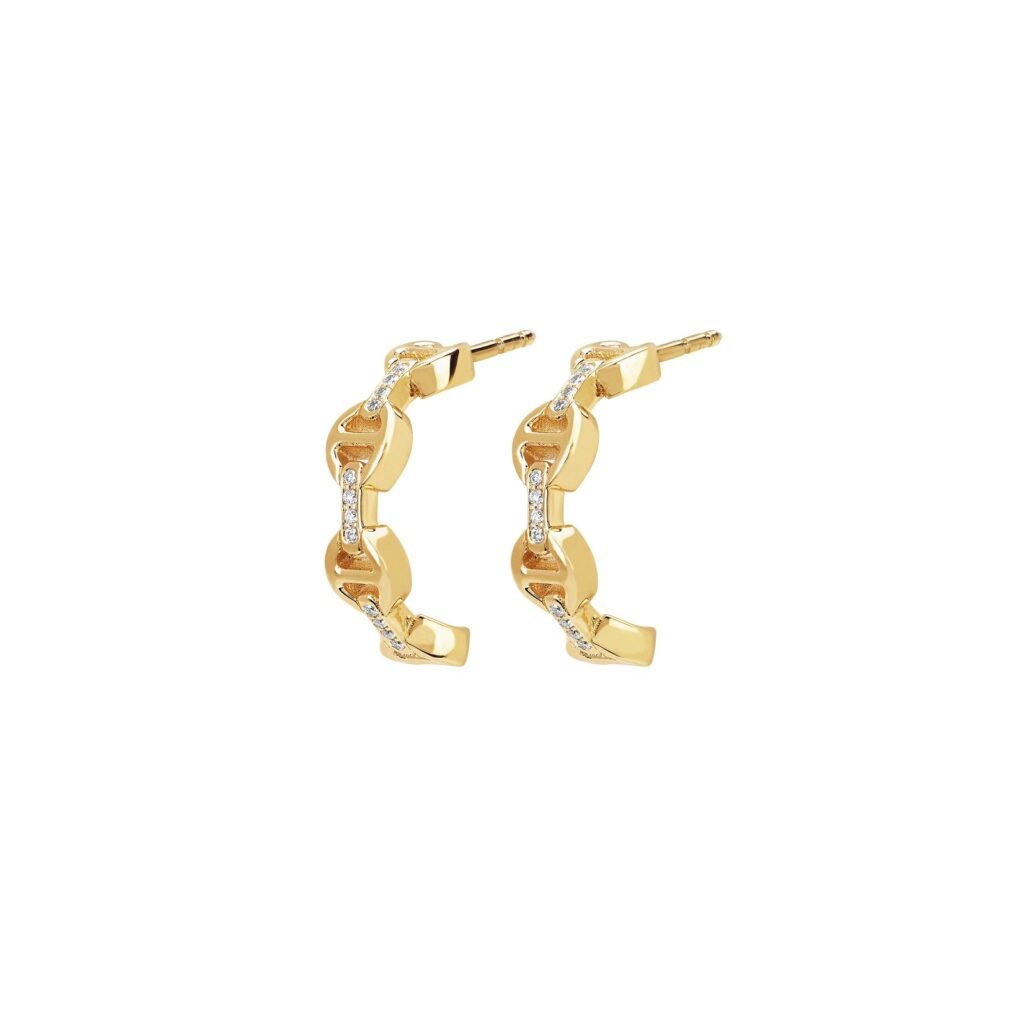 925 Sterling Silver Micro Crescent Diamond Earring