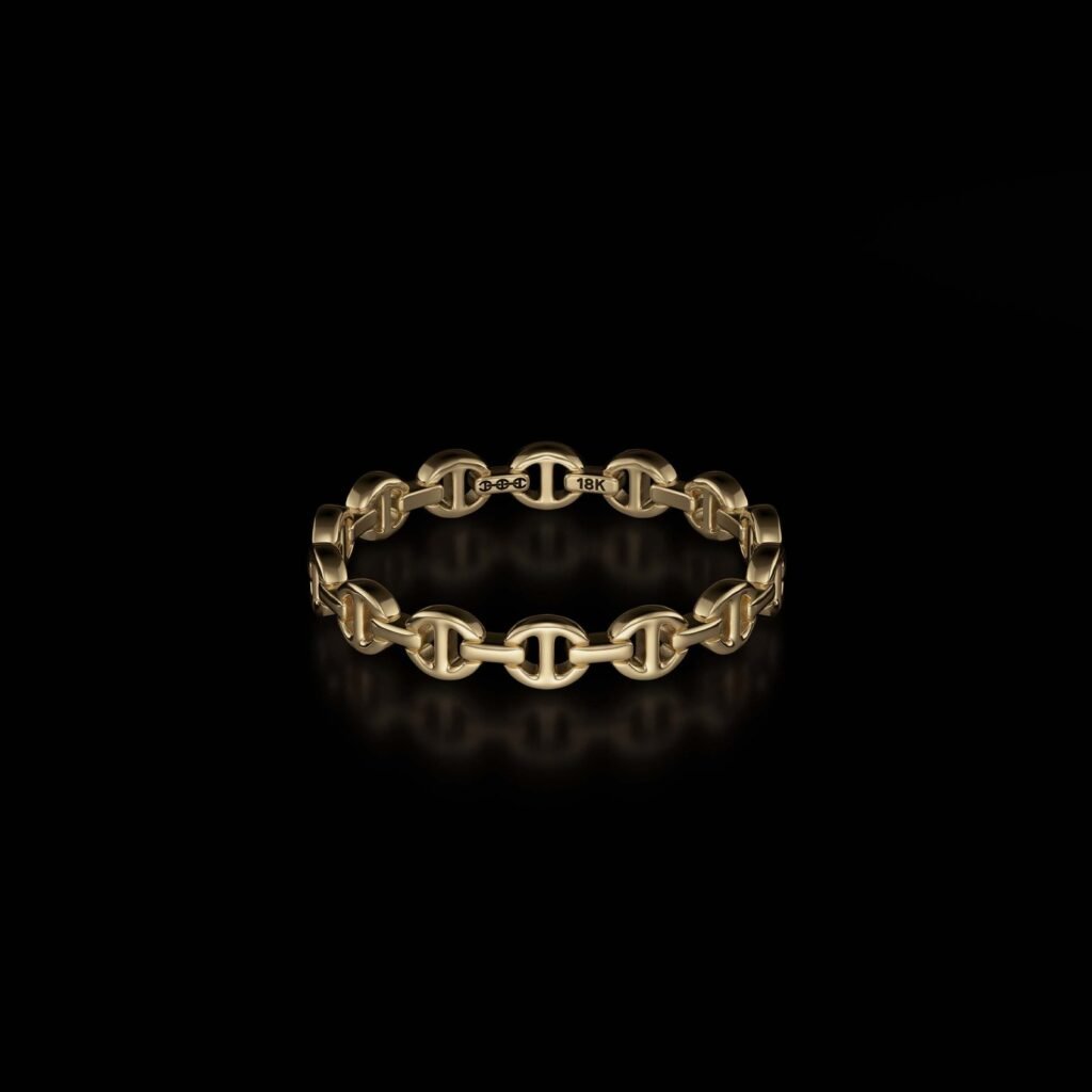 925 Sterling Silver Micro Dame Tri Link I Ring