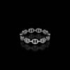 Tri link II ring with a minimal, polished band