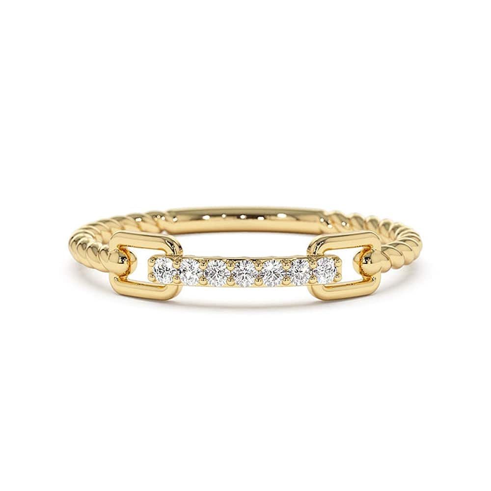 925 Sterling Silver Micro Pave Diamond Rope Stacking Ring