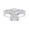 925 Sterling Silver Micropave Oval Diamond Engagement Ring Hidden Halo