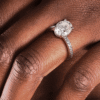 925 Sterling Silver Micropave Oval Diamond Engagement Ring Hidden Halo - Image 13