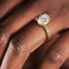 925 Sterling Silver Micropave Oval Diamond Engagement Ring Hidden Halo - Image 14